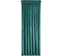 Eurofirany Rideau en Velours avec Ruban Fronceur - 1 Panneau, Traitement de Fenêtre Occultant, Rideaux pour Chambre, Cuisine, Salon, Super Doux, 140x270 cm, Turquoise Foncé
