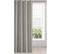 Eurofirany Paire de Rideaux à œillets pour Salon et Chambre à Coucher, Gris Soie/Cappuccino, 135X250cm