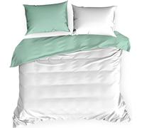 Eurofirany Parure de lit NOVA3 blanc menthe 140x200 cm 2 PIECES : avec 1x taie d'oreiller 70x80 cm