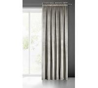 Eurofirany Pierre Rideau en Velours Avec Galon Fronceur - Occultant Thermique, Opaque pour Chambre Salon Salle à Manger, Densité 215 g/m², 140x300 cm, Beige Foncé