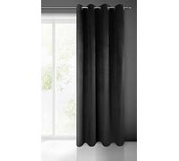 Eurofirany Pierre Velours avec Oeillets-1 pièce Occultant Thermiques, Rideau Opaque pour Chambre Salon Salle à Manger, Densité 215 g, Noir, 140x250 cm