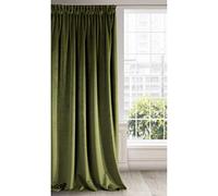 Eurofirany Ria Rideau en Velours Doux-1 pièce élégant de qualité supérieure pour Chambre à Coucher, Salon, Velvet, Tissu, Vert Olive, 140 x 270cm