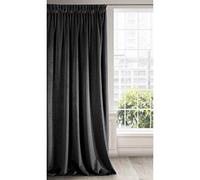 Eurofirany Ria Rideau en Velours Doux-1 pièce élégant de qualité supérieure pour Chambre à Coucher, Salon, Velvet, Daim, Noir, 140 x 270cm