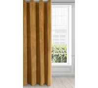 Eurofirany Ria Rideau en Velours Doux avec Oeillets-1 pièce élégant de qualité supérieure pour Chambre à Coucher, Salon, Velvet, Jaune Miel, 140 x 250cm