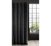 Eurofirany Ria Rideau en Velours Doux avec Oeillets-1 pièce élégant de qualité supérieure pour Chambre à Coucher, Salon, Velvet, Daim, Noir, 140 x 250cm