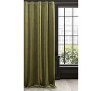 Eurofirany RIA Rideau en Velours Doux avec Oeillets - 1 pièce élégant de qualité supérieure pour Chambre à Coucher, Salon, Velvet, 140x250cm, Vert Olive