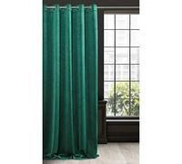 Eurofirany Ria Rideau en Velours Doux avec Oeillets-1 pièce élégant de qualité supérieure pour Chambre à Coucher, Salon, Velvet, Tissu, Vert Foncé, 140 x 250cm