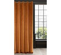 Eurofirany Ria Rideau en Velours Doux avec Oeillets-1 pièce élégant de qualité supérieure pour Chambre à Coucher, Salon, Velvet, Daim, Brun Roux, 140 x 250cm