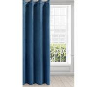 Eurofirany Rideau en Velours avec Oeillets - 1 Panneau, Traitement de Fenêtre Occultant, Rideaux pour Chambre, Cuisine, Salon, Super Doux, 140x250 cm, Bleu Foncé
