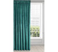 Eurofirany Rideau en Velours avec Ruban Fronceur - 1 Panneau, Traitement de Fenêtre Occultant, Rideaux pour Chambre, Cuisine, Salon, Super Doux, 140x270 cm, Turquoise Foncé