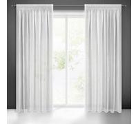 Eurofirany Rideau en Voile Elpidia avec Galon fronceur, 140 x 270 cm, Basique uni, Blanc, Rose, Menthe, Romantique, pour Salon et Chambre à Coucher, Blanc