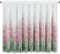 EUROFIRANY | Rideau - JULIETA - 300x160 cm - Blanc - Motif à fleurs - Décoration de fenêtre légère - Pour la cuisine et le salon