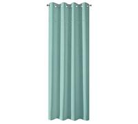 Eurofirany Rideau Lisse texturé avec Pompons Tendance à œillets pour Chambre à Coucher, Salon, Polyester, Turquoise Clair, 135X250cm