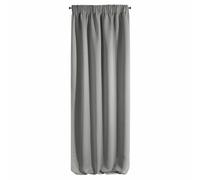 Eurofirany Logan Rideau Occultant Extra Long-1 Unité, Passe-Tringle, Galon Fronceur, Blocage de la Lumière, Assombrissement de la pièce, Chambre à Coucher, Salon, Polyester, Argenté, 135x270 cm