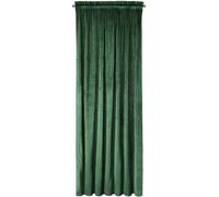 Design91 Eurofirany Rosa Rideau en Velours Doux Uni Opaque avec Galon Fronceur - 1 Unité, Moelleux, Panneau Drapé, Classique, Élégant, Salon, Chambre, 200 g/m², 140x270 cm, Vert Foncé