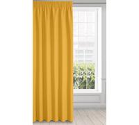 Eurofirany Rita Rideau Long de Couleur Unie - 1 Unité, Galon Fronceur, Rideaux Modernes pour Chambre, Salon, Salle à Manger, 140x270 cm, Jaune Moutarde