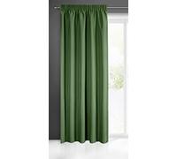 Eurofirany Rita Long de Couleur Unie-1 Unité, Galon Fronceur, Rideaux Modernes pour Chambre, Salon, Salle à Manger, Polyester, Vert Foncé, 140x270 cm