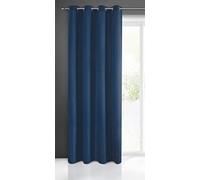 Eurofirany Rita Rideau Long de Couleur Unie - 1 Unité, Œillets, Rideaux Modernes pour Chambre, Salon, Salle à Manger, 140x250 cm, Bleu Foncé