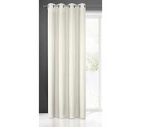 Eurofirany Rita Rideau Long de Couleur Unie - 1 Unité, Œillets, Rideaux Modernes pour Chambre, Salon, Salle à Manger, 140x250 cm, Ecru