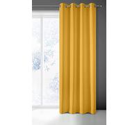 Eurofirany Rita Rideau Long de Couleur Unie - 1 Unité, Œillets, Rideaux Modernes pour Chambre, Salon, Salle à Manger, 140x250 cm, Jaune Moutarde