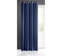 Eurofirany Rita Rideau Long de Couleur Unie - 1 Unité, Œillets, Rideaux Modernes pour Chambre, Salon, Salle à Manger, 140x250 cm, Bleu Foncé