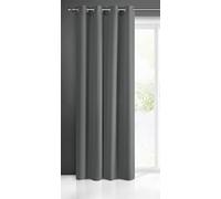 Eurofirany Rita Long de Couleur Unie-1 Unité, Œillets, Rideaux Modernes pour Chambre, Salon, Salle à Manger, Polyester, Gris Graphite, 140x250 cm