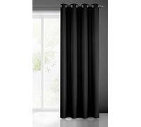 Eurofirany Rita Long de Couleur Unie-1 Unité, Œillets, Rideaux Modernes pour Chambre, Salon, Salle à Manger, Microfibre, Noir, 140x250 cm