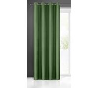 Eurofirany Rita Long de Couleur Unie-1 Unité, Œillets, Rideaux Modernes pour Chambre, Salon, Salle à Manger, Polyester, Vert Foncé, 140x250 cm