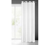 Eurofirany Rita Long de Couleur Unie-1 Unité, Œillets, Rideaux Modernes pour Chambre, Salon, Salle à Manger, Polyester, Blanc, 140x250 cm