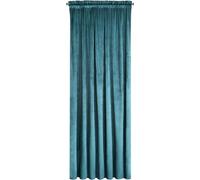 Design91 Eurofirany Rosa Rideau en Velours Doux Uni Opaque avec Galon Fronceur - 1 Unité, Moelleux, Panneau Drapé, Classique, Élégant, Salon, Chambre, 200 g/m², 135x300 cm, Turquoise Foncé