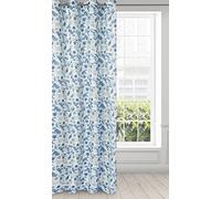 Eurofirany ROSALI Rideau en Microfibre avec Motif Floral et œillets - 1 pièce - Léger et Semi-Transparent - Motif Blanc et Bleu - 140 x 250 cm