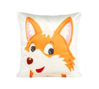 Eurofirany Taie d'oreiller décorative 45x45 Kids 9A Taie d'oreiller pour enfants en velours blanc et orange avec un motif de renard joyeux