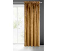 Eurofirany Villa Rideau en Velours Doux avec Galon Fronceur-1 pièce élégant de qualité supérieure pour Chambre à Coucher, Salon, Velvet, Jaune Miel, 140x270 cm