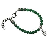 Eurofusioni Bracelet Jade en Pierre Naturelle et Pendentif Mini Ange Gardien plaqué Argent - Pendentif: h cm 1,6