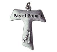Eurofusioni Croix de Saint François d'Assise Tau Pax et Bonum - Pendentif plaqué argent - H cm 1,26-10 pièces