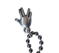 Eurofusioni Emoji porte clé Main de Spock en Métal plaqué argent. Pendentif pour sac à dos mains emoticon. Vulcain Salut de Star Treck, symbole de longue vie et paix, Idée cadeau originale