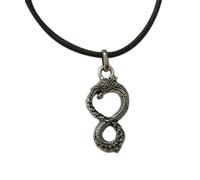 Eurofusioni Pendentif Ouroboros Serpent plaqué Argent avec collier - Modèle original fait à la main par un artisan italien - Snake h 3,1 cm