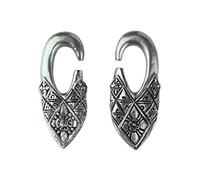 Eurofusioni Poids d'oreille plaqué argent pour lobes étirés - Deux boucles d'oreilles - Earrings Plugs BALI - Bijou artisanal - Modèle original fait à la main par un artisan italien - h 6 cm