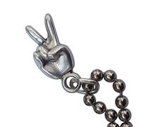 Eurofusioni Porte clé Main Emoji V-sign, V De La Victoire en Métal plaqué argent. Pendentif pour sac à dos inspiré des mains emoticon WhatsApp. Symbole Peace Idée cadeau originale