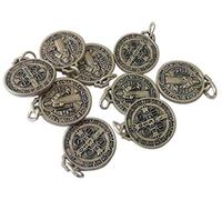 Eurofusioni Saint Benoît Médaille plaqué argent - Diamètre 1,5 cm - 10 médailles