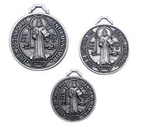 Eurofusioni Saint Benoît Médaille - Set 3 médailles plaqué Argent - Diamètres 3-3,5-4 cm