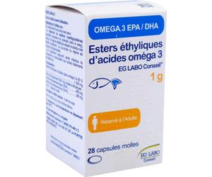 Eurogenerics EG 1g Esters Ethyliques D'Acides Omega 3 À 90% Capsules Molles 28