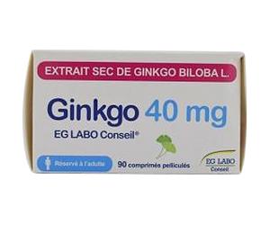 Eurogenerics Ginkgo EG Labo Conseil 40mg Comprimés Pelliculés 90