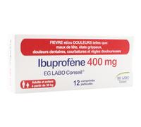 Eurogenerics Ibuprofène 400mg EG Labo Conseil 12 Comprimés