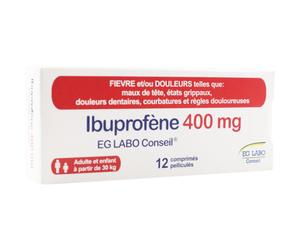 Eurogenerics Ibuprofène 400mg EG Labo Conseil 12 Comprimés