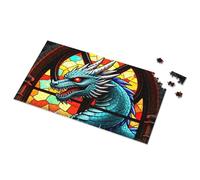 Eurographics Casse-tête de 500 pièces pour adultes Dragon bleu dans une fenêtre vitrail Puzzle photo 1000 pièces Cadeaux de Pâques (300 pièces)