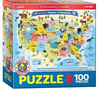 EuroGraphics Illustrated Map of The United States - 100pc Jigsaw Puzzle