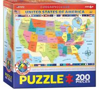 Eurographics Puzzle Karte der Vereinigten Staaten, 200 Teile, 48 x 33 cm, 6200-0651