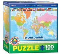 Eurographics Puzzle Weltkarte, Kinderpuzzle, 100 Teile, 48 x 33 cm, 6100-1271