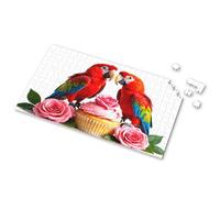 Eurographics Puzzles 1000 pièces Deux perroquets colorés avec roses roses et cupcakes - Puzzle d'images pour adultes - Cadeaux de Pâques pour tout-petits (500 pièces)